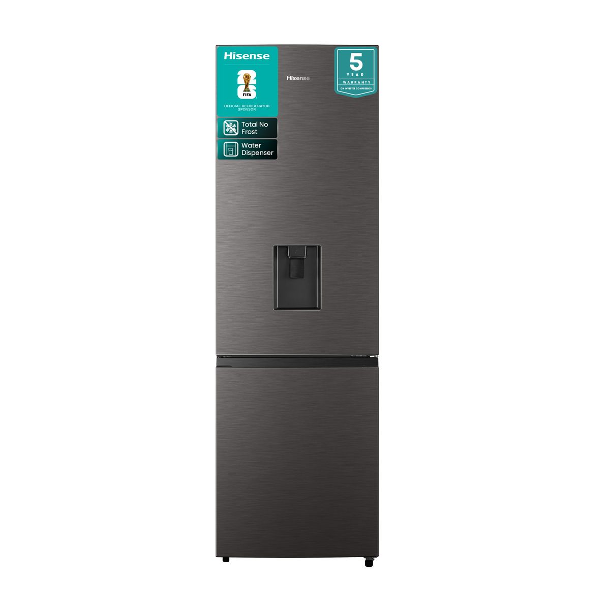 Hisense 222L Bottom Freezer Fridge with Water Dispenser -Titanium Inox Hisense 222L Bottom Freezer Fridge with Water Dispenser -Titanium Inox