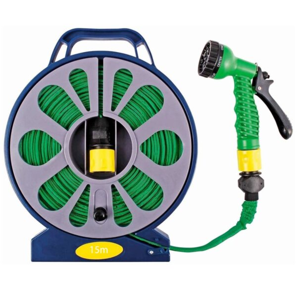 Outdoor Planting Organiser Garden Flat Hose with 7 Function Spray-15m