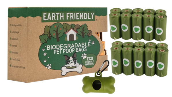 Earth Friendly Dog Waste Bags - 20 Rolls / 300 Bags with Dispenser