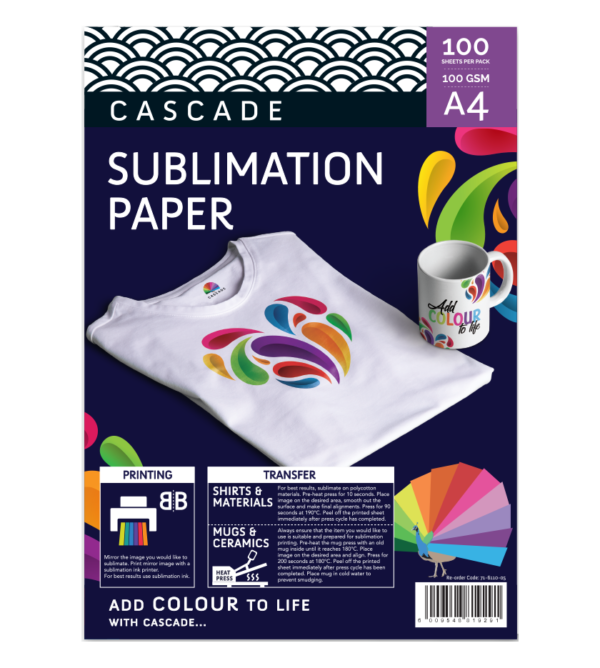Cascade Sublimation Heat Transfer Paper - 100 Sheets - A4 100GSM