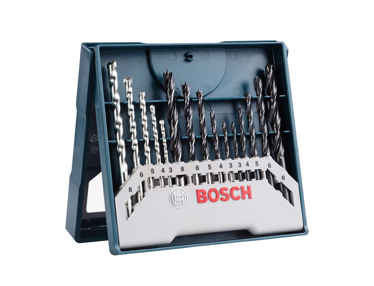 Bosch 15 Piece Mini-X-Blue Line Drill Bit Set (Masonry, Wood, Metal HSS-R) Bosch 15 Piece Mini-X-Blue Line Drill Bit Set (Masonry, Wood, Metal HSS-R)