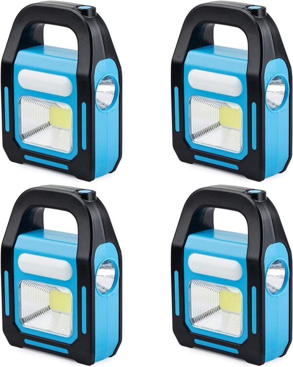 3 in 1 Solar USB Rechargeable COB LED Camping Lantern-Blue 4Pack