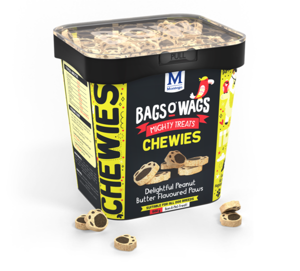 Montego Bags O' Wags - Chewies Peanut Butter Paws Dog Treats 500 g