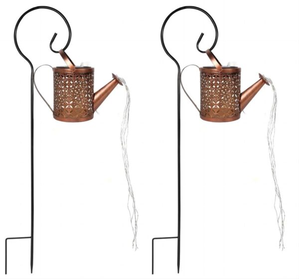 Pack of 2 Solar Watering Can with Lights,Large Hanging Solar Waterfall Lights