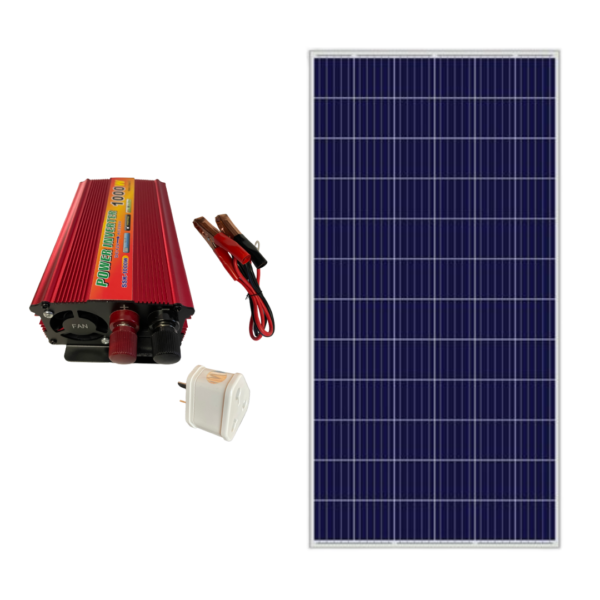 100W Solar Panel 18V - Power Inverter & Plug Adaptor 1000W