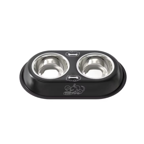 Double Water and Food Bowls for Dog Cat Stainless Steel & Non-Slip Station