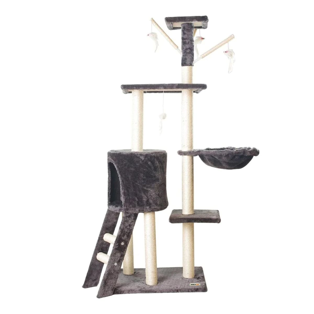 Cat Tree House Tower & Climbing Frame Sisal Post - 138cm Dark Grey Cat Tree House Tower & Climbing Frame Sisal Post - 138cm Dark Grey