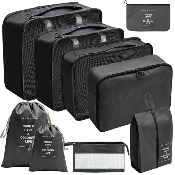 9 Pieces Travel Luggage Packing Organizers Waterproof Travel Essentials Bag