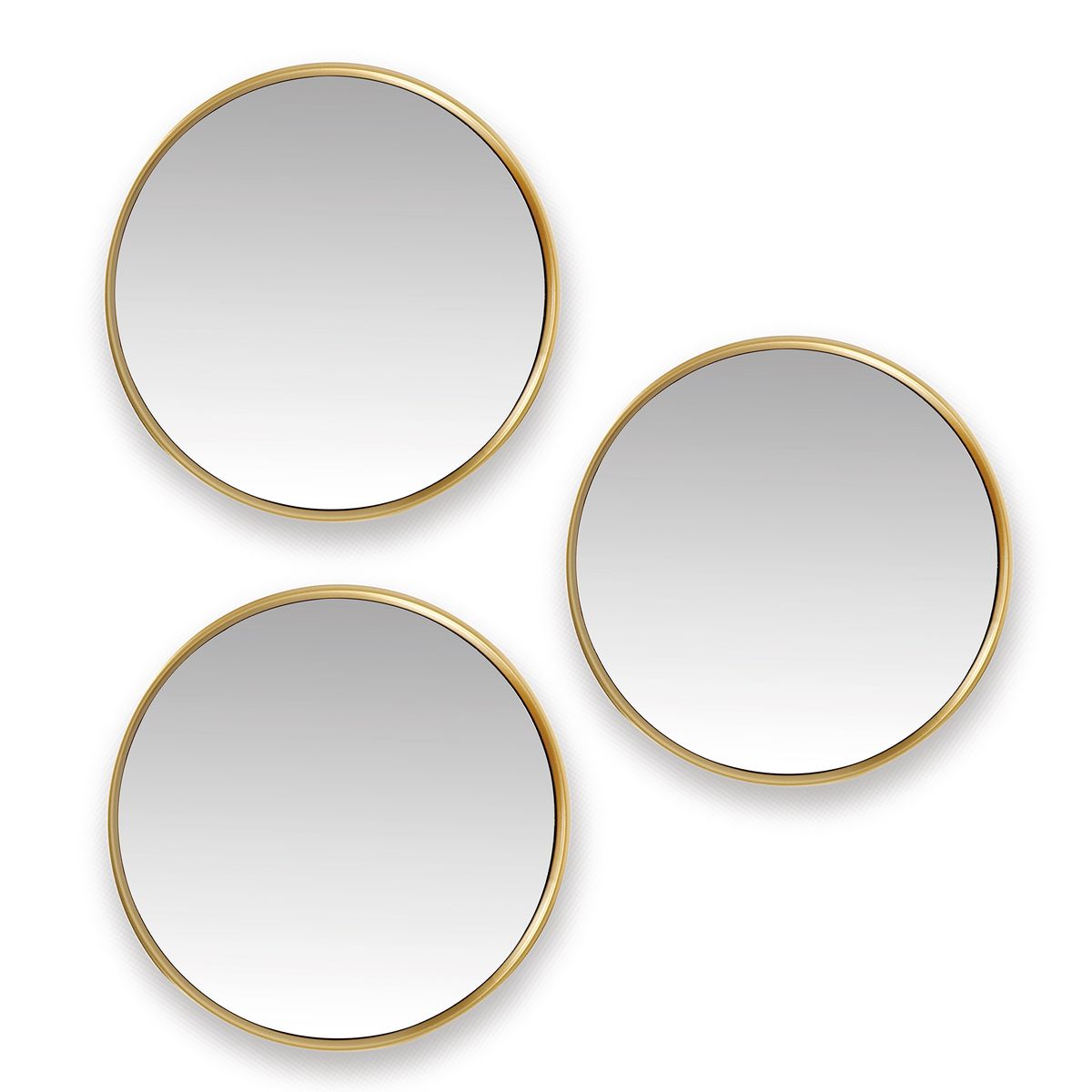 Home Quip - Golden Trio Round Mirror 3pce set- Gold - 20cm x 20cm Home Quip - Golden Trio Round Mirror 3pce set- Gold - 20cm x 20cm