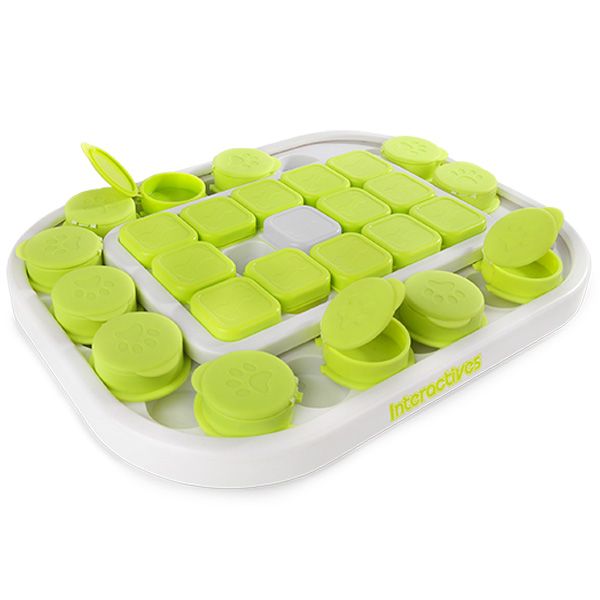 Adjustable Difficulty Interactive Flip and Slide Dog Treat Puzzle