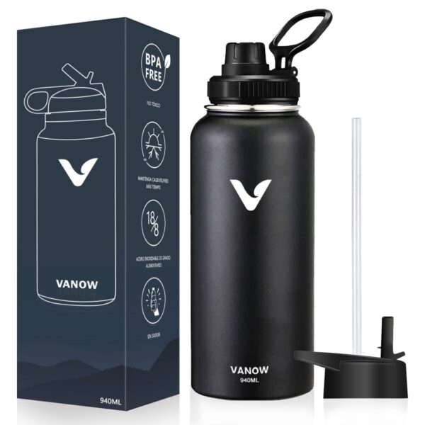 VANOW 946ml Leak Proof Water Bottle Stainless Steel Double Wall with Straw