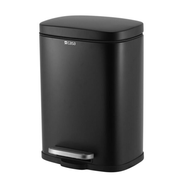 CASA 5L Modena Rectangle Steel Pedal Bin | Soft Close Lid | Black Matte