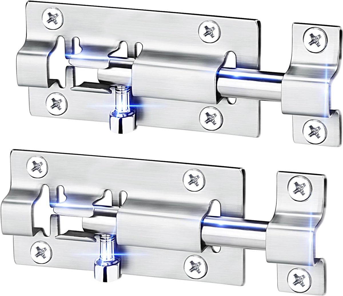 2 Piece Barrel Bolt Latch Slide Bolt Latch 4 in Slide Latch Lock Thickened Steel 2 Piece Barrel Bolt Latch Slide Bolt Latch 4 in Slide Latch Lock Thickened Steel