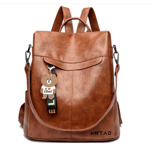 Travel Anti-Theft Backpack Waterproof PU Leather Shoulder Bag for Women