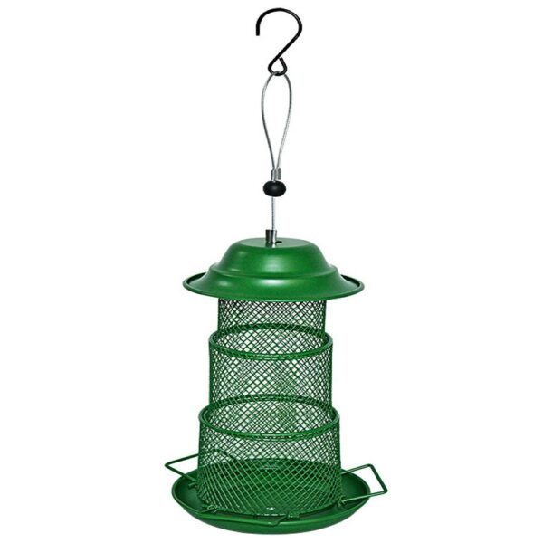 Outdoor Metal Wild Bird Seed Feeder-3-Tier Perch Stretchable Hanging Type