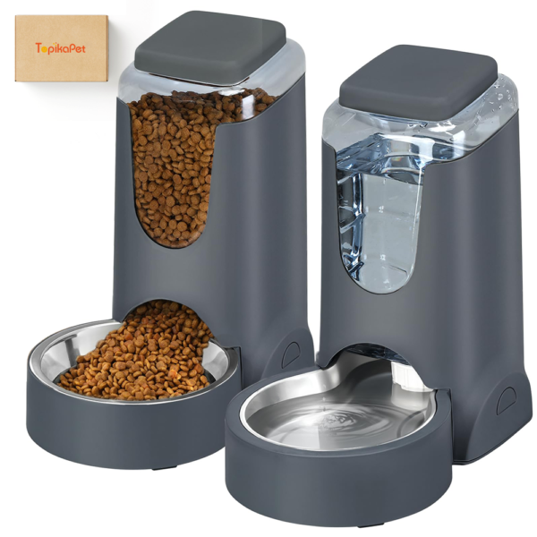TopikaPet-Automatic Pet Feeder&Waterer,Pet Food Feeder with Stainless Steel