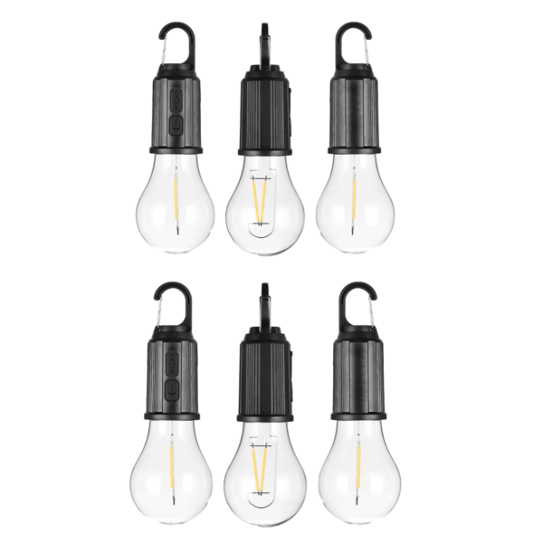 AICOM - 6 Piece Rechargeable LED Camping Light Bulbs with 3 Light Modes