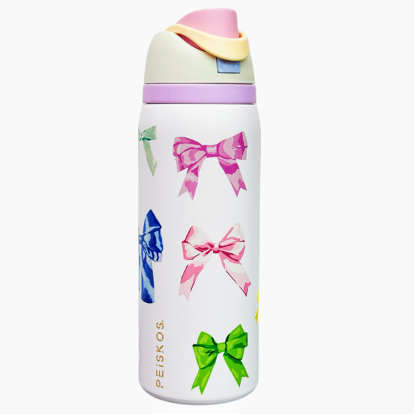 PEISKOS 32oz Aesthetic Print Flask Tumbler Leakproof Insulated Water Bottle