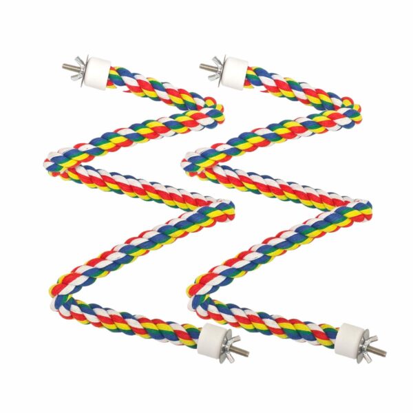 2Piece Pet Bird Parrot Colourful Cotton Spiral Cotton Rope Bird Perch - 80cm