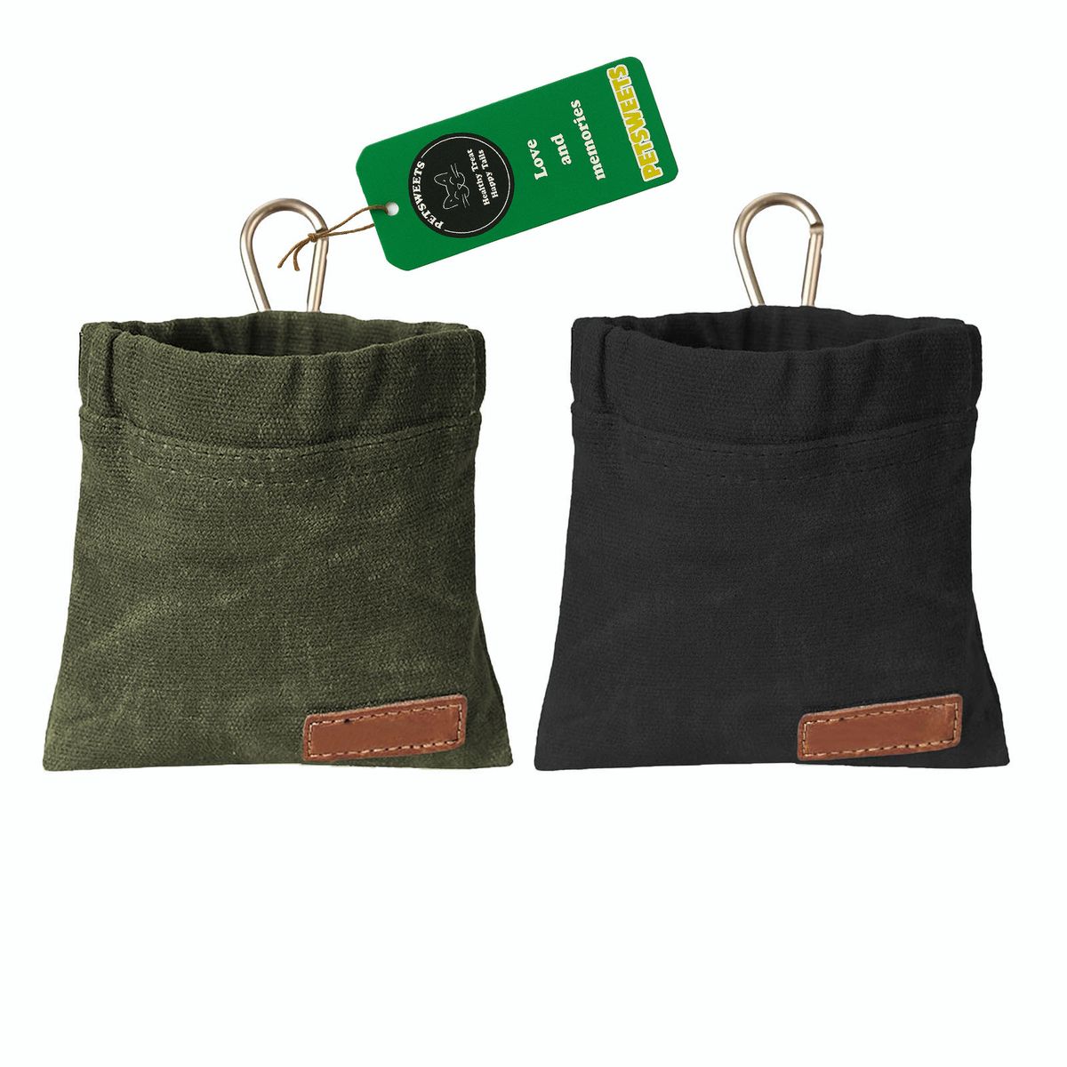 2 Pack Dog Treat Bag Puppy Dog Training Pouch - Green and Black 2 Pack Dog Treat Bag Puppy Dog Training Pouch - Green and Black