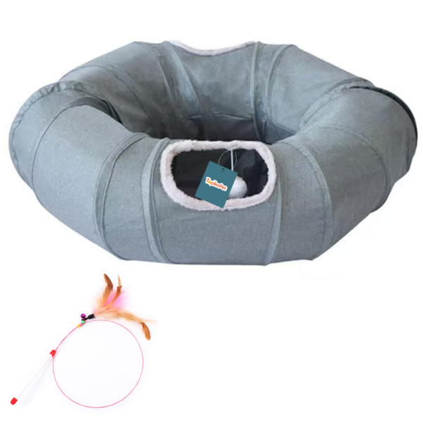 Topika 2-in-1 Cat Tunnel Bed with Hanging Ball Interactive Cat Toy for Cats