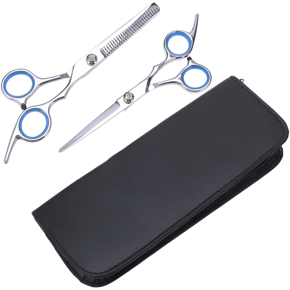 Stainless Steel Pet Grooming Cutting & Thinning Shears with Case - Silver Stainless Steel Pet Grooming Cutting & Thinning Shears with Case - Silver