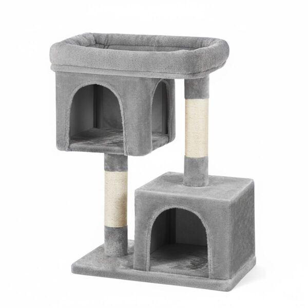 LASA Cat Tree Playhouse with Platforms, Caves & Scratching Posts - Grey