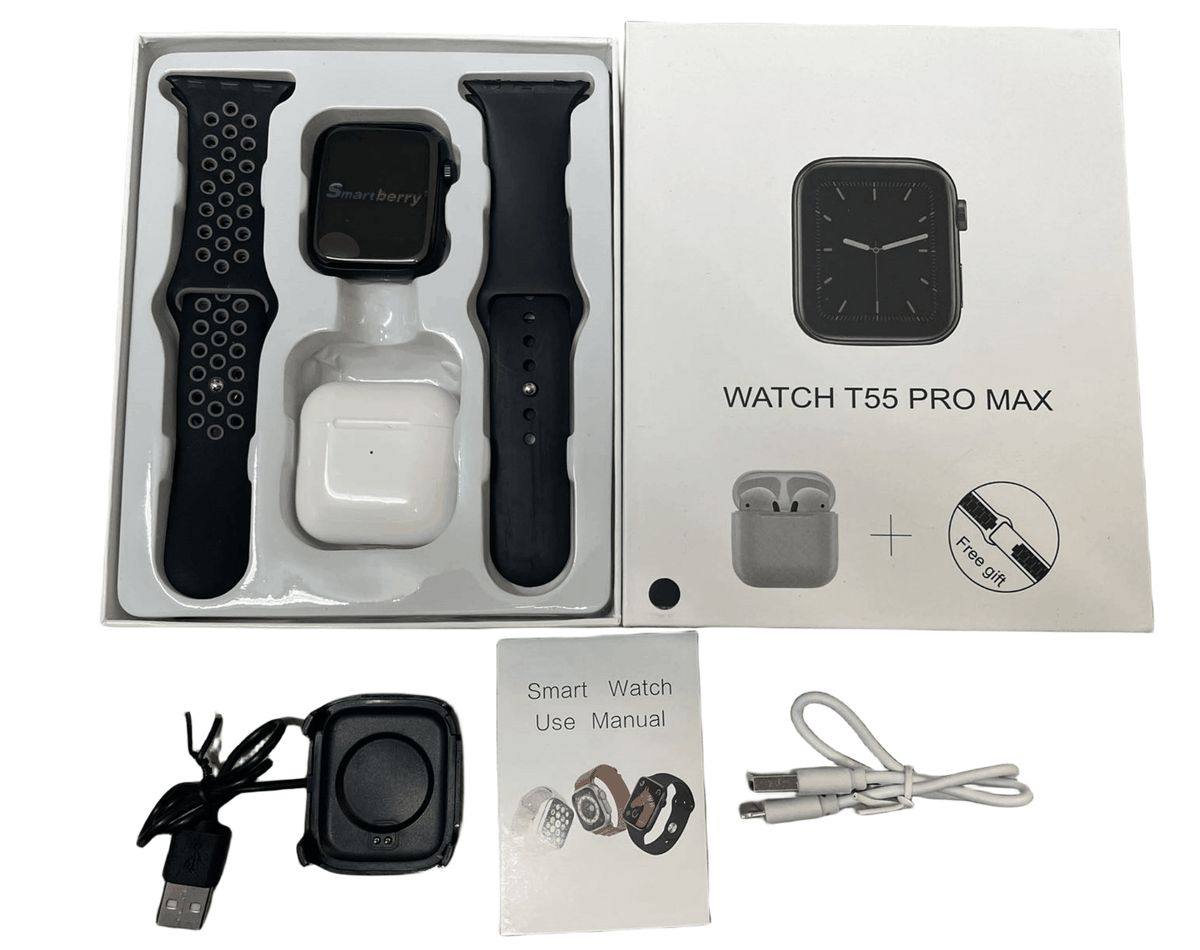 s-zoom.file_-1.png T55 Pro Max Smart Watch with Earbuds & Double Strap - Image 1