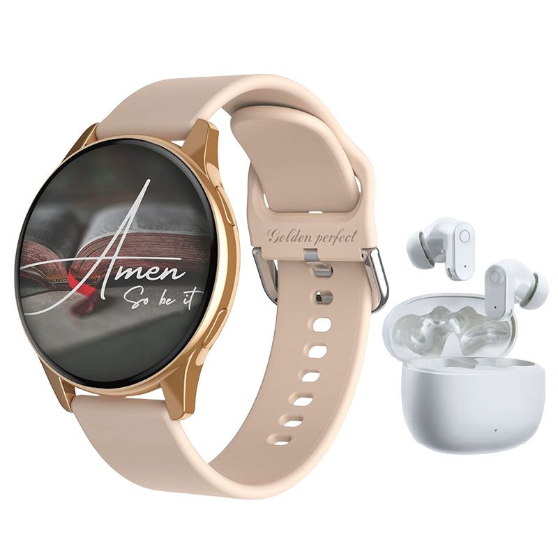 s-zoom.file_-1000.jpg 1.52" Rose Gold Smartwatch & Auto-Pair Earphones - Elegant Daily Set - Image 1