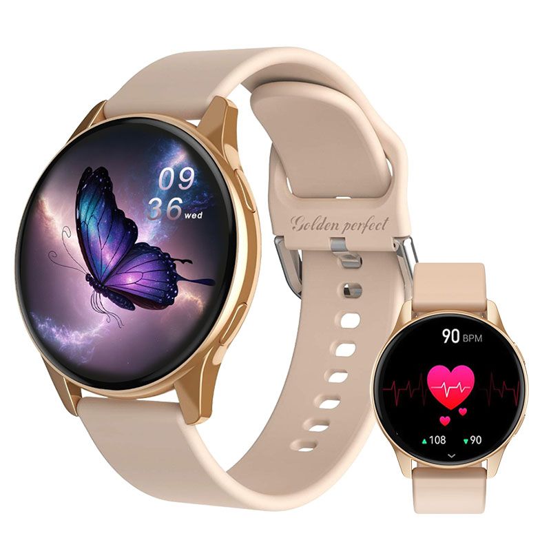 s-zoom.file_-1012.jpg Women's Fashion Smartwatch 1.52" HD Round Display - Rose Gold Pink - Image 1