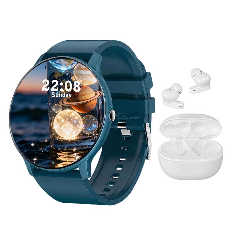 s-zoom.file_-1022.jpg Men's 1.28-Inch HD Smartwatch with Weather & Bluetooth Earphones Combo - Image 1