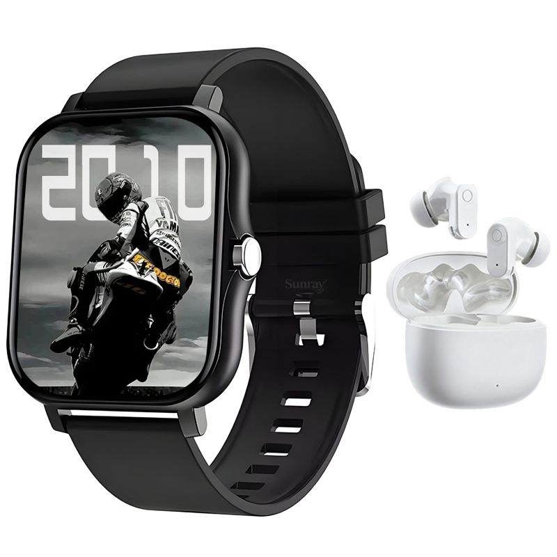 s-zoom.file_-1027.jpg Black Smartwatch And Wireless Earphones Set For Office Men,Dual Straps - Image 1