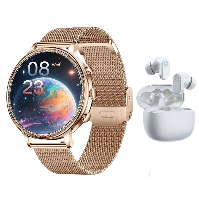 s-zoom.file_-1043.jpg Women's Smartwatch & Bluetooth Earphones Set - 1.39" HD Work & Play Combo - Image 1