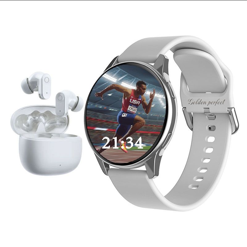 s-zoom.file_-1047.jpg Unisex Smartwatch & Bluetooth Earphones Set - 1.52" HD Fitness Value Pack - Image 1