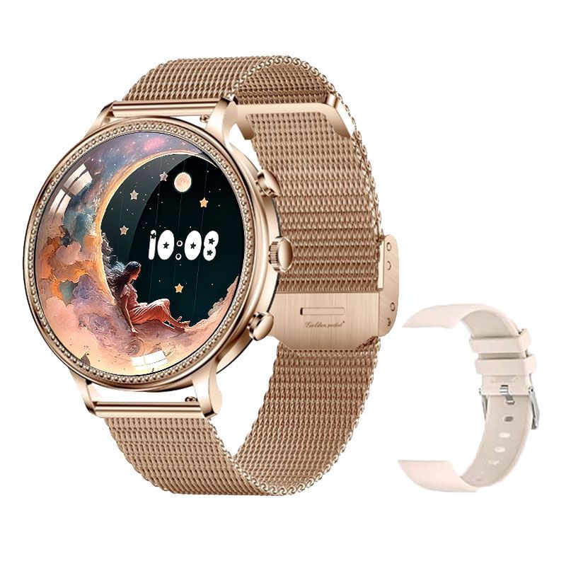 s-zoom.file_-1082.jpg Women's Smartwatch-Rose Gold Health & Cycle Tracking Watch with Dual Straps - Image 1
