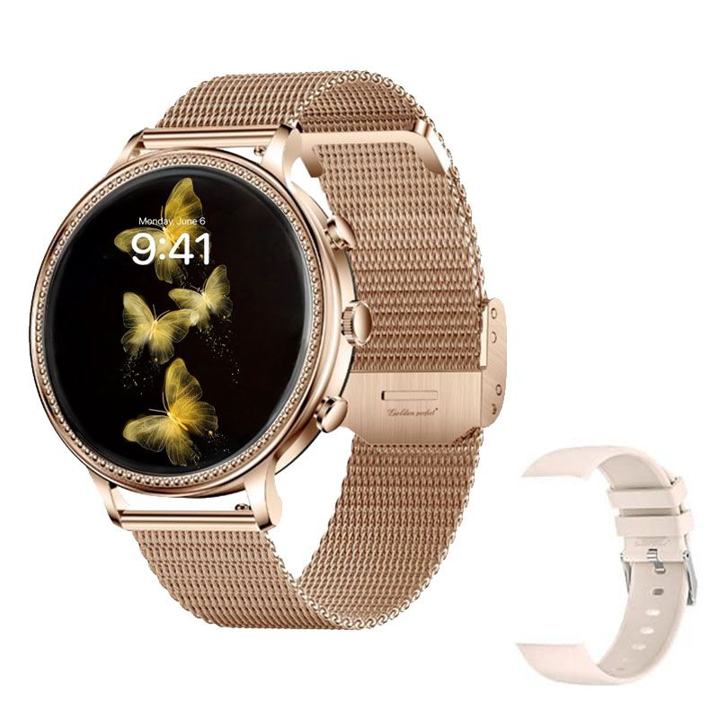 s-zoom.file_-1146.jpg Golden Perfect Women's Smartwatch - Dual Bands, Fitness & Gift Watch - Image 1