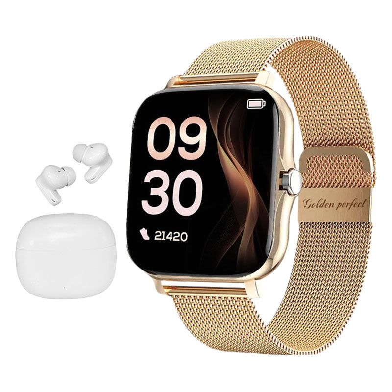 s-zoom.file_-1193.jpg Women's Smart Watch and Bluetooth Earbuds-Golden Perfect Gift Set - Image 1
