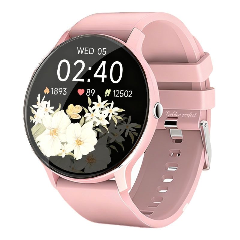 s-zoom.file_-1203.jpg Golden Perfect Women's Pink Smart Watch Fitness Health Tracker,Gift for Her - Image 1