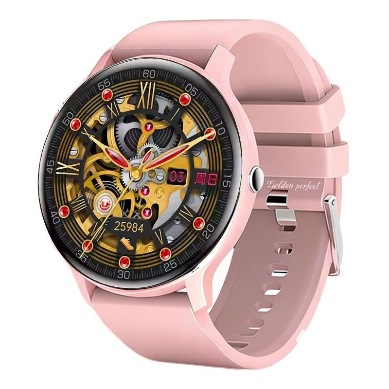 s-zoom.file_-1212.jpg Golden Perfect Women's Smartwatch - Minimalist Pink Fitness Watch - Image 1