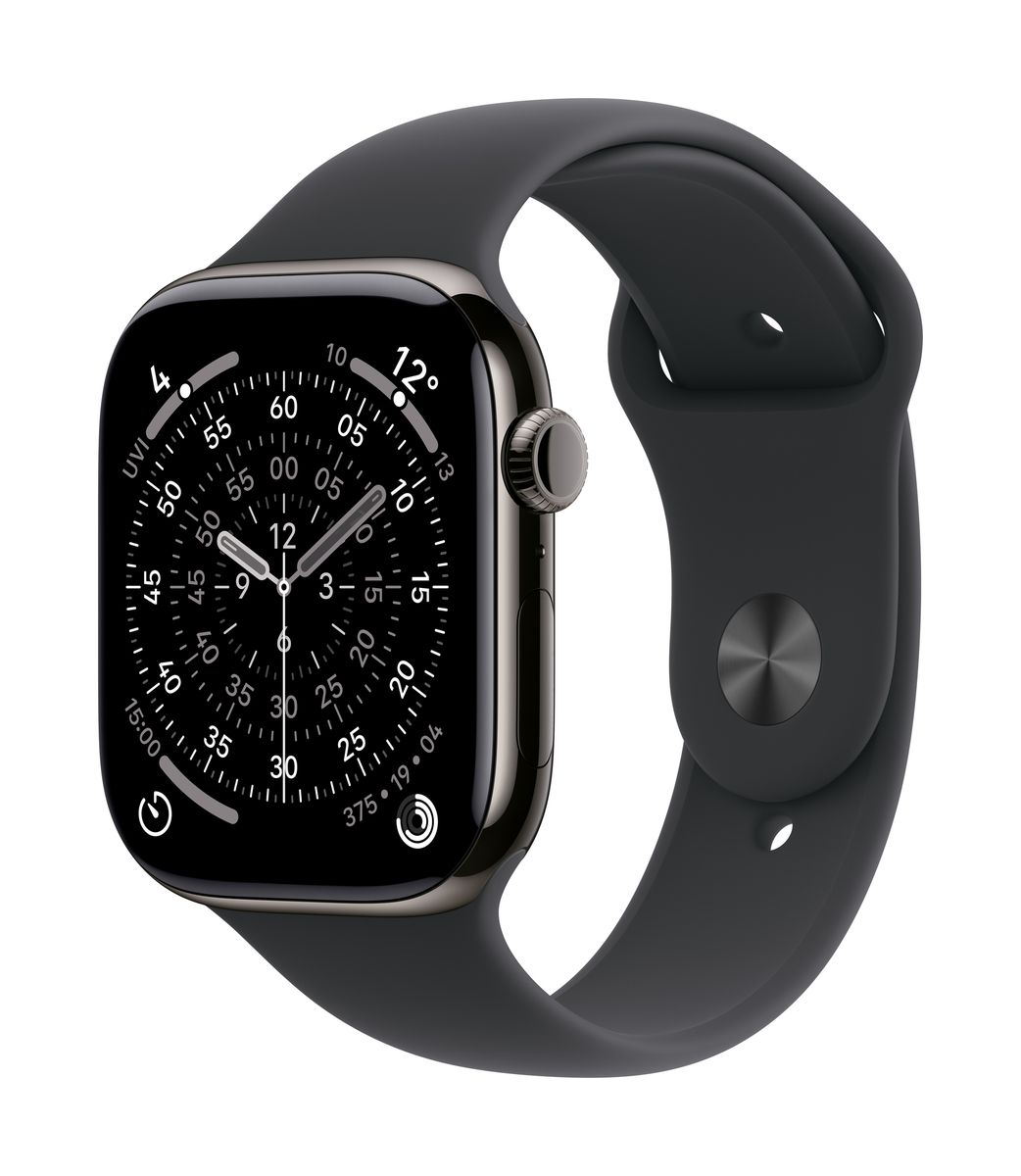s-zoom.file_-1219.jpg Apple Watch Series 11 GPS+Cell 46mm Slate Titanium with Black Sport Band - Image 1