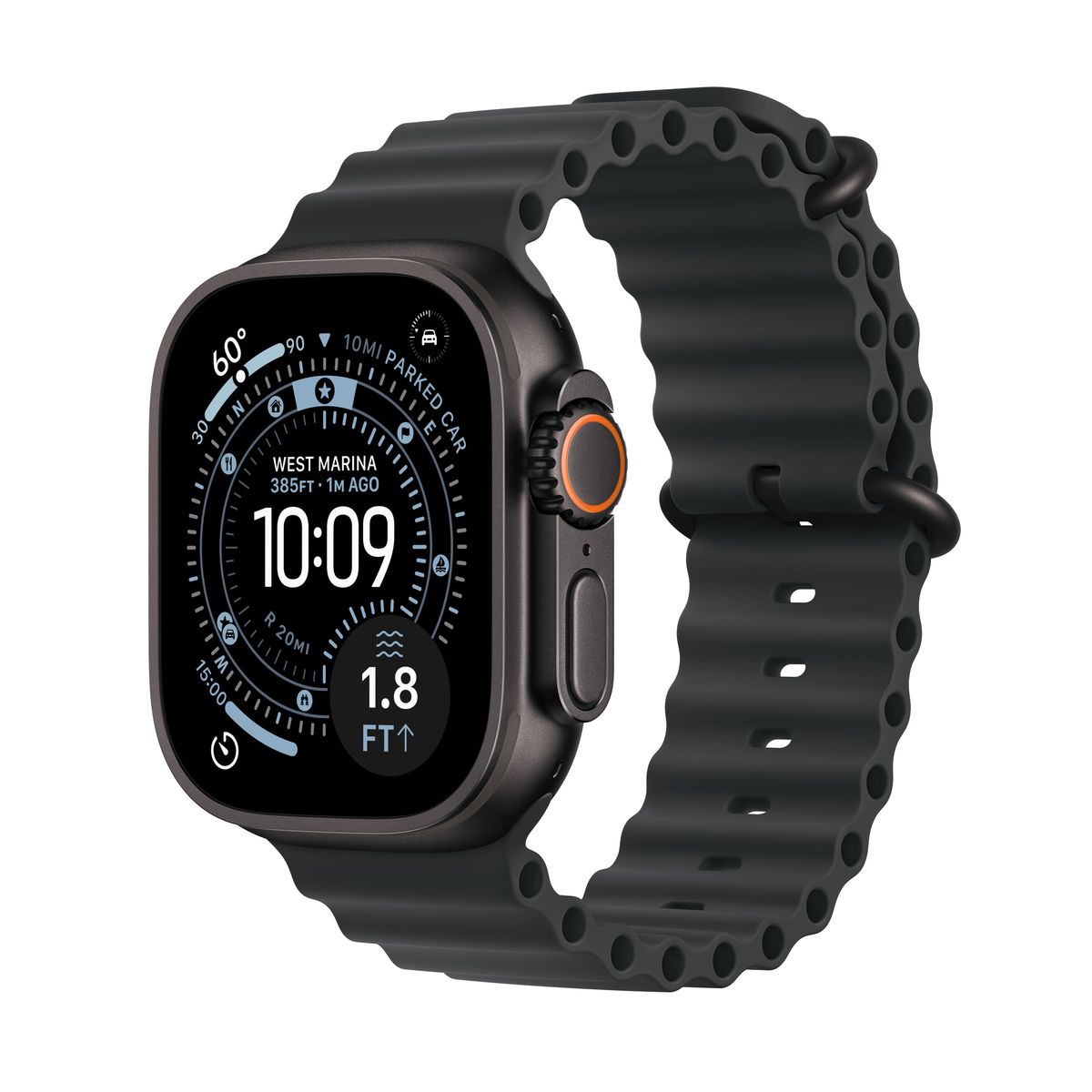 s-zoom.file_-1221.jpg Apple Watch Ultra 3 GPS+Cell 49mm Blck Titanium Case with Black Ocean Band - Image 1