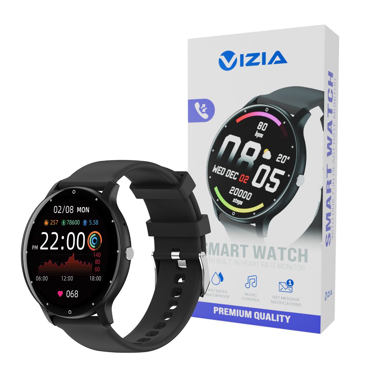 s-zoom.file_-1237.jpg Vizia Strive Series Smartwatch with SOS Emergency & Fitness Tracking - Image 1