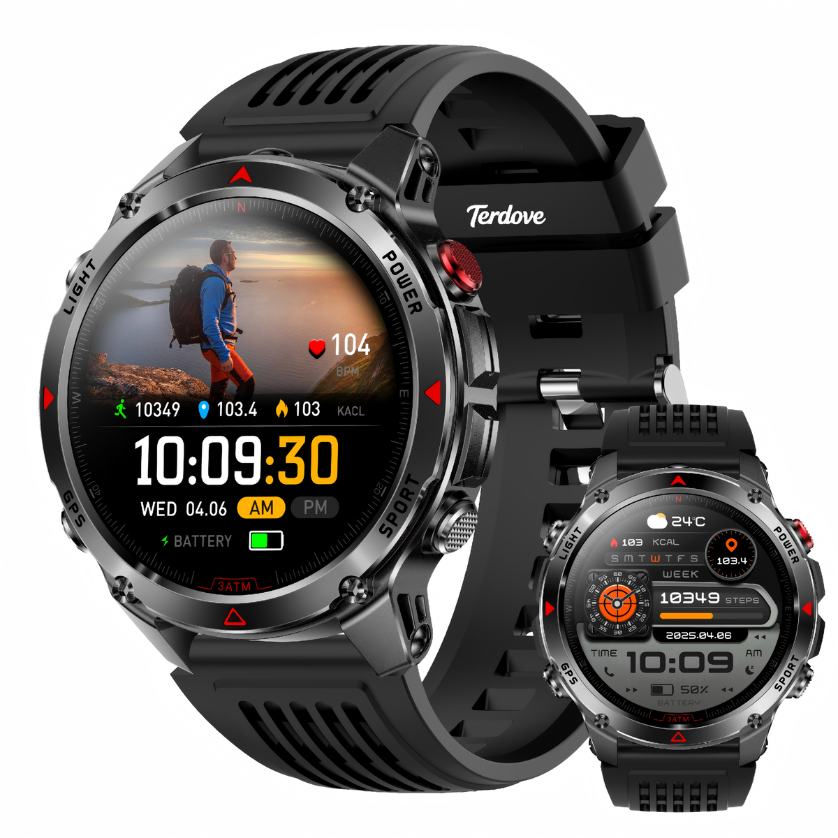 s-zoom.file_-167.png Terdove-Smart Watch for Men | BT Calling | BP & HR Monitor GPS Positioning - Image 1