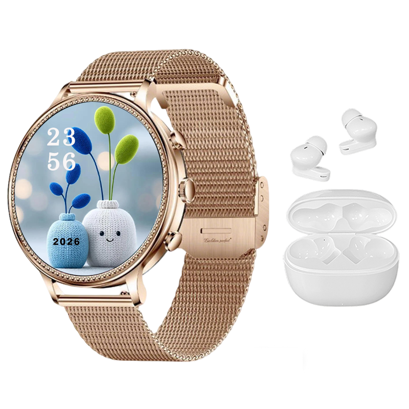 s-zoom.file_-222.png Smartwatch & Earphones Combo: Gym & Fitness Tracker Set For Active Women - Image 1