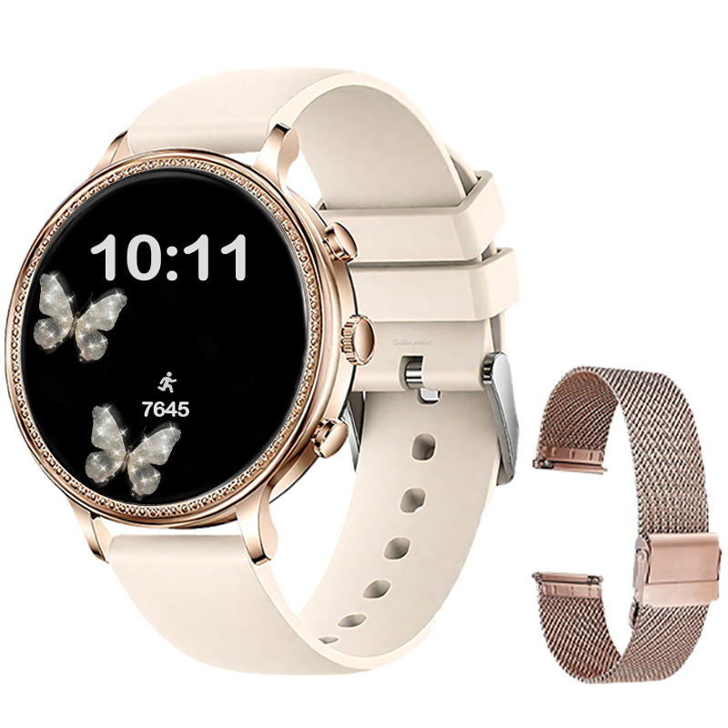 s-zoom.file_-238.png 1.39-Inch Smartwatch for Women with Dual Straps and Gold Bezel - Image 1