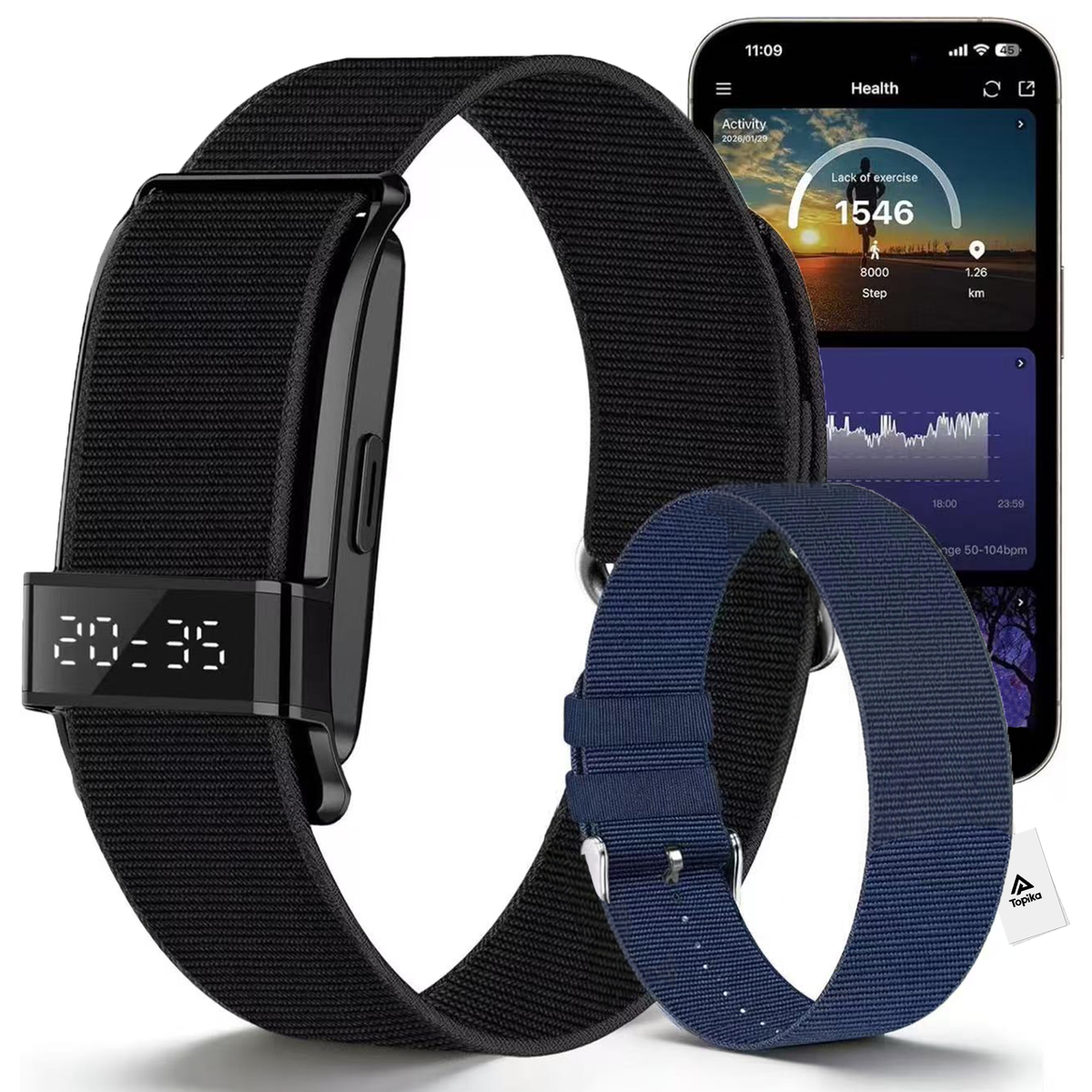 s-zoom.file_-267.png Topika Smart Wristband Fitness Tracker With Sleep Monitoring & Small Screen - Image 1