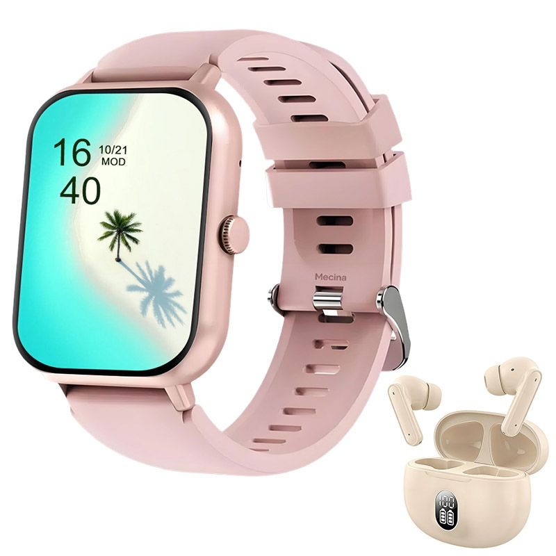 s-zoom.file_-278.jpg Women's Smartwatch & Wireless Earbuds-Bluetooth Fitness Tracker,Dual Straps - Image 1