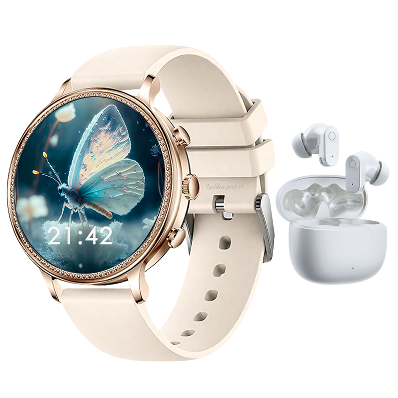 s-zoom.file_-340.png Young Women's Smart Watch + Wireless Earbuds - Android & iOS Compatible. - Image 1
