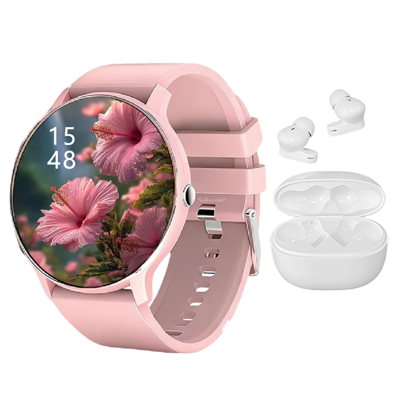 s-zoom.file_-345.png Gift Smartwatch for Women 1.28" AMOLED with Auto-Pair Bluetooth Earbuds - Image 1