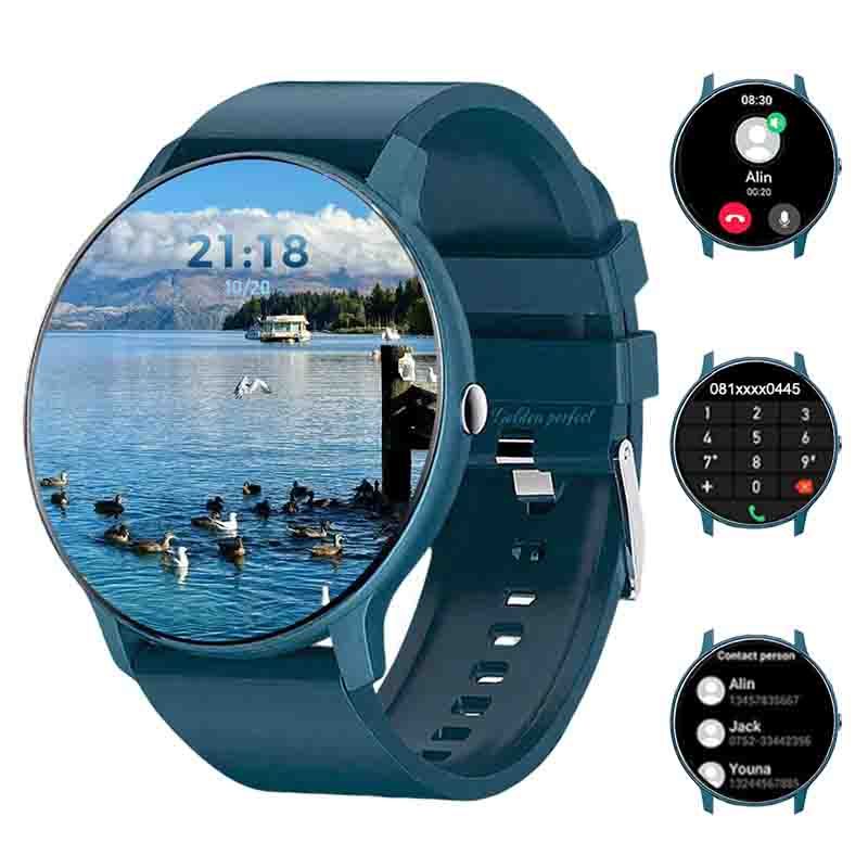s-zoom.file_-360.jpg Men's Runner Android & iOS Compatible Smartwatch 1.28" 100+ Sports Blue - Image 1